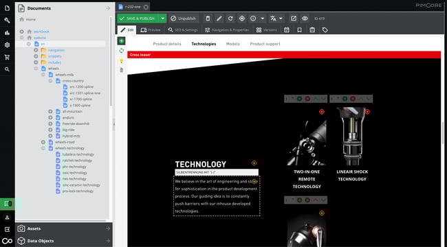 Configuring the engineering art of DT SWISS with a website